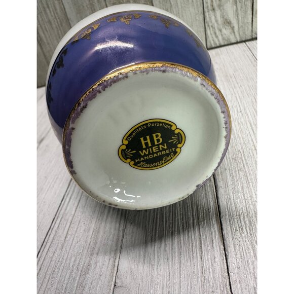 Vintage Wien Austria Handarbeit Bud Vase Porcelain Gold Rim 6.75'' Tall - Picture 6 of 9